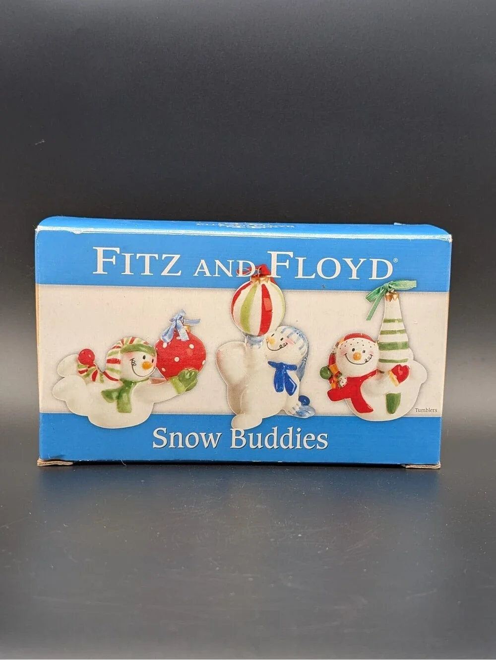 Fitz and Floyd Snow Buddies Tumblers Full Set of 3 Snowmen Christmas Winter